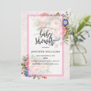 Invitación Diseño Floral de Rosa Personalizado Vintage Rústic