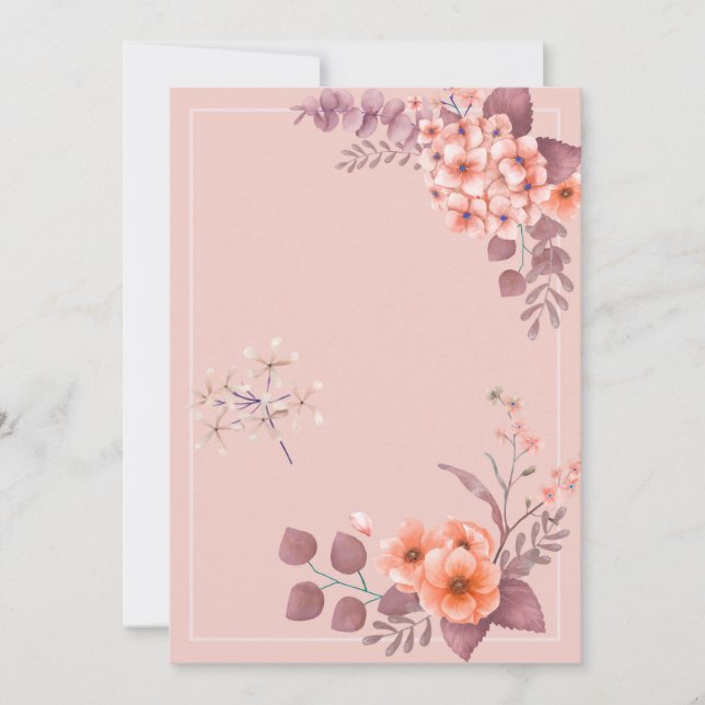 Invitación Diseño Floral de Tema Rosa (Anverso)