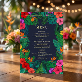 Invitación Diseño Floral Tropical | Menú de Hibisco y Follaje