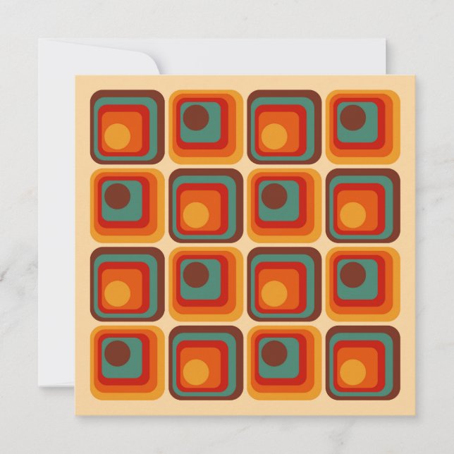 Invitación Diseño geométrico de estilo retro de los años 70 (Anverso)