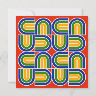 Invitación Diseño geométrico de estilo retro de los años 70