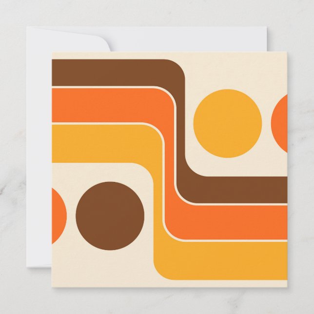 Invitación Diseño geométrico de estilo retro Mod de los 70 (Anverso)