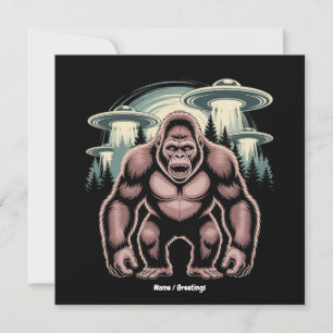 Invitación Diseño gráfico divertido Bigfoot Sasquatch Alien U