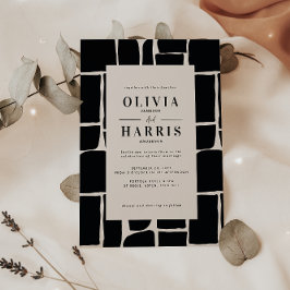 Invitación Diseño gráfico mínimo moderno blanco y negro único