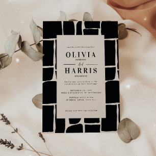 Invitación Diseño gráfico mínimo moderno blanco y negro único