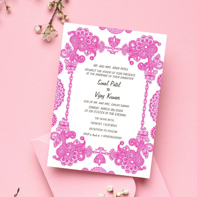 Invitación Diseño intrincado de Boda indio (Subido por el creador)