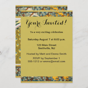 Invitación Diseño intrincado de estilo Art Nouveau pavo