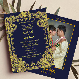 Invitación Diseño intrincado de imagen de pareja Boda hindú