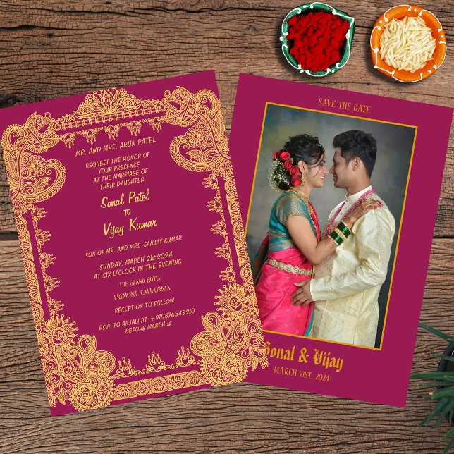Invitación Diseño intrincado de imagen de pareja Boda hindú (Subido por el creador)