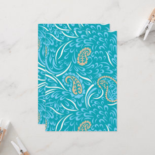 Invitación diseño intrincado de tela turquesa con paisley