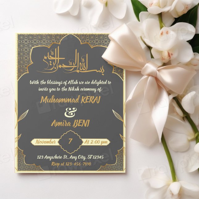 Invitación Diseño islámico Nikah árabe musulmán Boda (Subido por el creador)