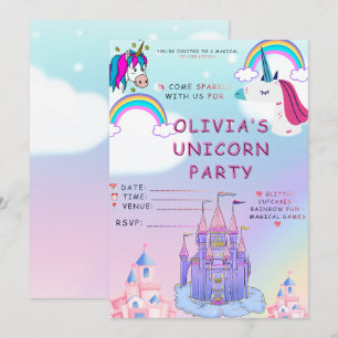 Invitación Diseño Mágico de Fiesta del Arcoíris para Celebrac