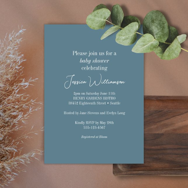 Invitación Diseño Minimalista azul Verde azulado simple Baby  (Subido por el creador)