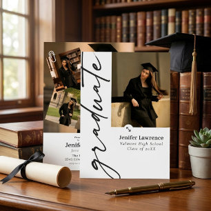 Invitación Diseño minimalista de moda foto graduado