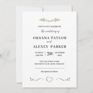 Invitación diseño mínimo de boda ivintation