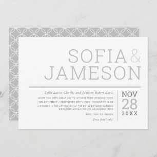 Invitación DISEÑO MÍNIMO simple tipo moderno gris claro suave