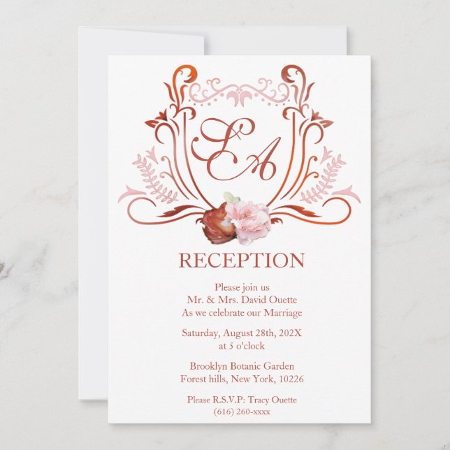 Invitación Diseño moderno de la recepción del personalizable (Anverso)