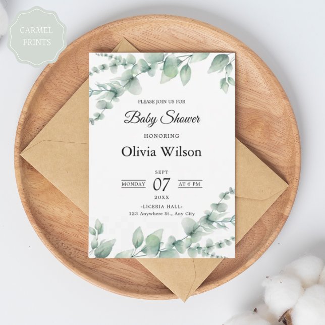 Invitación Diseño moderno de patrones florales verdes y blanc (Modern Green & White Floral Patter Design Invitation)