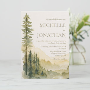 Invitación Diseño moderno Pine Trees Biblia Boda cristiano