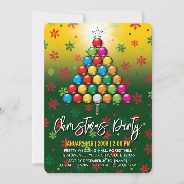 Invitación Diseño navideño de Feliz Golf (Anverso)