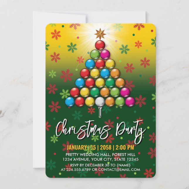 Invitación Diseño navideño de Feliz Golf (Anverso)