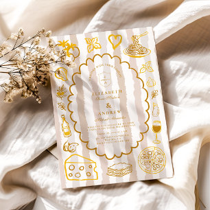 Invitación Diseño Neutral de Bodas de comida italiana