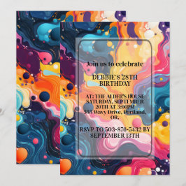 Invitación Diseño Ondulado Colorido Fiesta de Cumpleaños