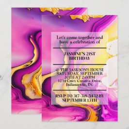Invitación Diseño ondulado vibrante para fiesta de cumpleaños