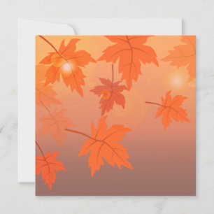 Invitación Diseño otoñal con hojas de arce y efecto bokeh