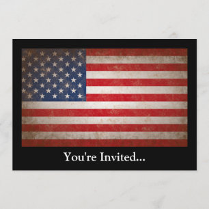 Invitación Diseño patriótico de bandera estadounidense de est