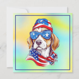 Invitación Diseño Patriótico de Perro para el 4 de Julio