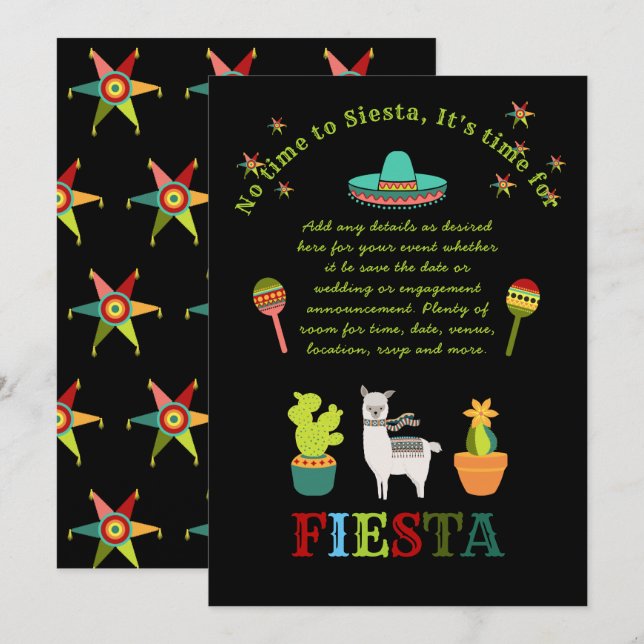 Invitación Diseño propio de FIESTA Boda de Arte Popular Ducha (Anverso / Reverso)
