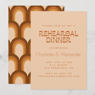 Invitación Diseño Retro Groovy de los 70 en Cena de Ensayo Ma