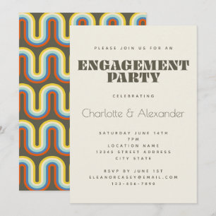 Invitación Diseño Retro Groovy de los 70 en Fiesta de Comprom