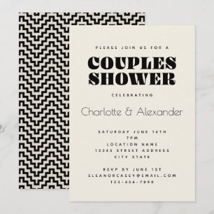 Invitación Diseño Retro Groovy de los 70 en Negro para Fiesta