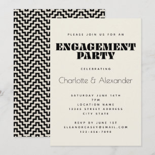 Invitación Diseño Retro Groovy de los 70 en Negro para Fiesta