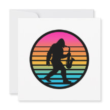 Diseño Retro Puesta de Sol Saxofón Jazz Bigfoot