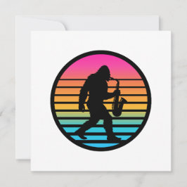 Invitación Diseño Retro Puesta de Sol Saxofón Jazz Bigfoot