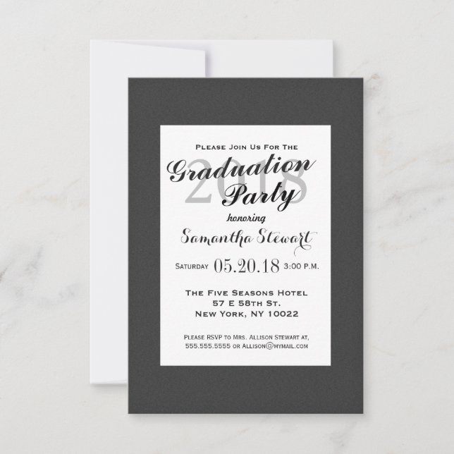 Invitación Diseño sencillo elegante en blanco y negro (Anverso)