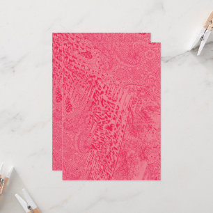 Invitación diseño textil de color rosa brillante con un azul 