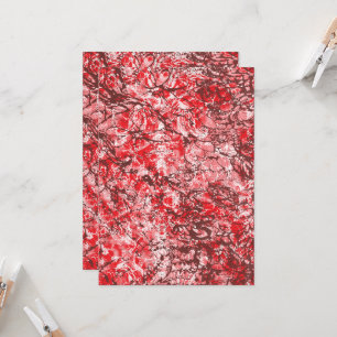 Invitación diseño textil rectangular con rojo, blanco ornamen