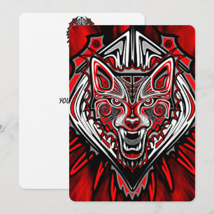 Invitación Diseño Totémico Tribal Haida de Lobo