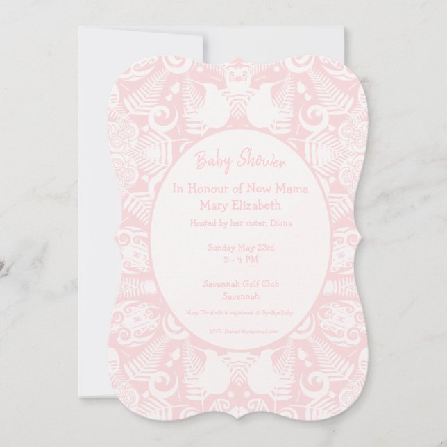 Invitación Diseño tribal rosa de Nueva Zelanda Baby Shower (Anverso)