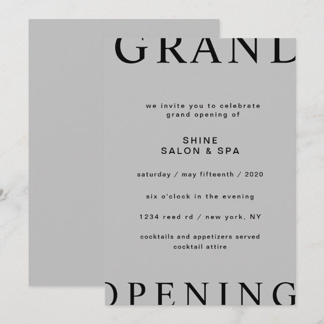 Invitación diseño ultra moderno elegante guión gran apertura (Anverso / Reverso)