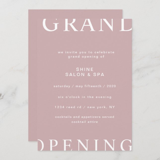 Invitación diseño ultra moderno elegante guión gran apertura (Anverso / Reverso)