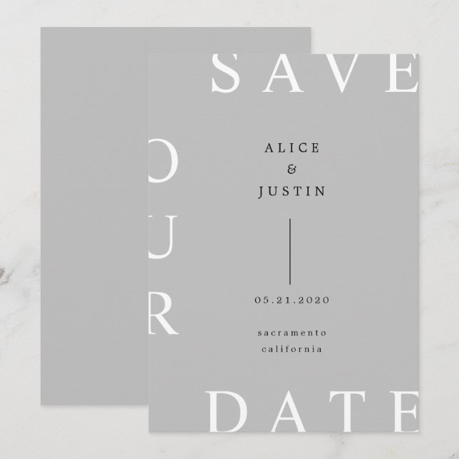Invitación diseño ultra moderno Guarde la Fecha (Anverso / Reverso)