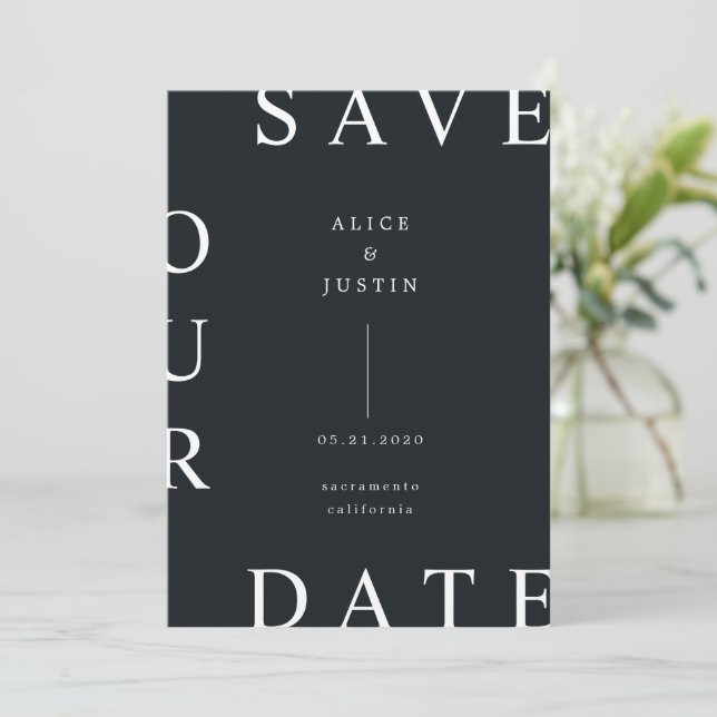 Invitación Diseño ultramoderno Guardar la fecha (Anverso de pie)