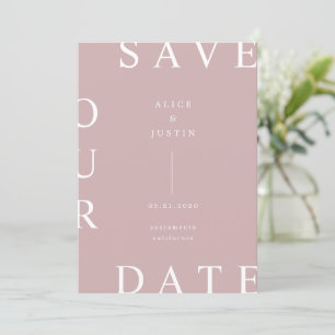 Invitación Diseño ultramoderno rosa y blanco salva la fecha