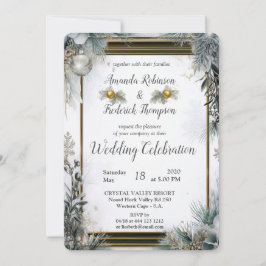 Invitación Diseño único de invierno festivo con copos de niev