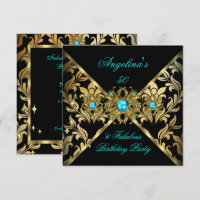 DISEÑO ZIZZAGO Fabuloso Damask Teal Dorado Negro